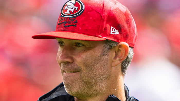 September 18, 2022; Santa Clara, California, USA; San Francisco 49ers defensive assistant coach Nick Sorensen before the game against the Seattle Seahawks at Levi's Stadium. 