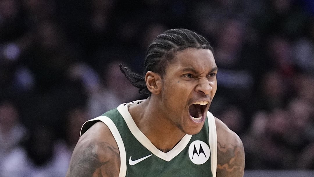 Milwaukee Bucks guard Kevin Porter Jr. celebrates a made three point shot in the second half against the Detroit Pistons at Fiserv Forum on December 3. Milwaukee Bucks guard Kevin Porter Jr. celebrates a made three point shot in the second half against the Detroit Pistons at Fiserv Forum on December 3.