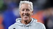 Nov 6, 2025; Denver, Colorado, USA; Las Vegas Raiders head coach Pete Carroll before the game at Empower Field at Mile High. Mandatory Credit: Isaiah J. Downing-Imagn Images