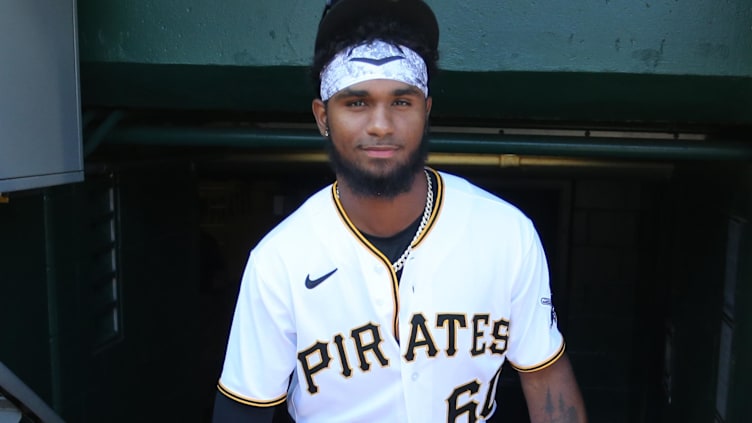 Jun 18, 2022; Pittsburgh, Pennsylvania, USA;  Pittsburgh Pirates shortstop Liover Peguero (60)