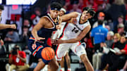 Dylan Cardwell fights for a ball in Auburn's 70-68 win over Georgia on January 18th.