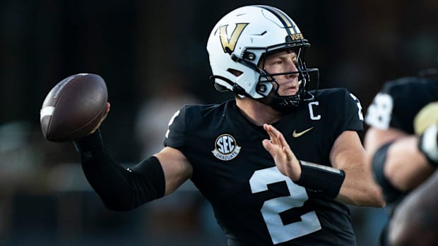 Vanderbilt Commodores quarterback Diego Pavia throws against Alcorn State.