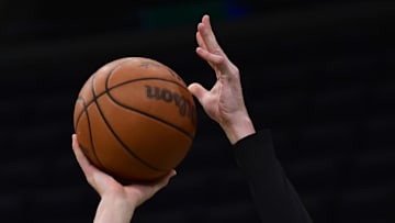 Boston Celtics center Luke Kornet (40) shoots the ball during warmups prior to game five of the second round for the 2025 NBA Playoffs against the New York Knicks at TD Garden on May 14.