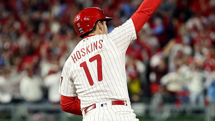 Former Philadelphia Phillies first baseman Rhys Hoskins has yet to sign in free agency