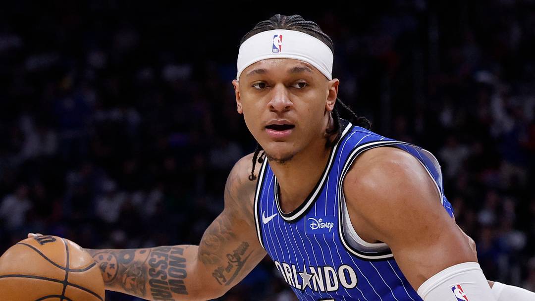 May 3, 2026; Detroit, Michigan, USA; Orlando Magic forward Paolo Banchero (5) dribbles defended by Detroit Pistons forward Tobias Harris (12) in the first half during game seven of the first round of the 2026 NBA Playoffs at Little Caesars Arena. Mandatory Credit: Rick Osentoski-Imagn Images May 3, 2026; Detroit, Michigan, USA; Orlando Magic forward Paolo Banchero (5) dribbles defended by Detroit Pistons forward Tobias Harris (12) in the first half during game seven of the first round of the 2026 NBA Playoffs at Little Caesars Arena. Mandatory Credit: Rick Osentoski-Imagn Images