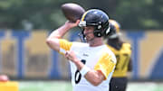 Steelers QB Aaron Rodgers is one of the biggest risers based on average draft position data at Underdog Fantasy.