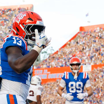 Florida Gators running back Jadan Baugh is on track to rush for 1,000 yards this season.