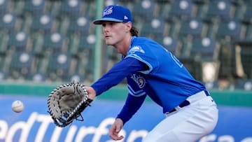 Oklahoma City infielder CJ Alexander (22) forces out a runner during a minor league baseball game between the Oklahoma City Comets and the Sugar Land Space Cowboys at Chickasaw Bricktown Ballpark in Oklahoma City, on Thursday, July 10.