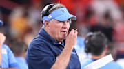 Oct 31, 2025; Syracuse, New York, USA; North Carolina Tar Heels head coach Bill Belichick on the sidelines in the second quarter against the Syracuse Orange at the JMA Wireless Dome. Mandatory Credit: Mark Konezny-Imagn Images