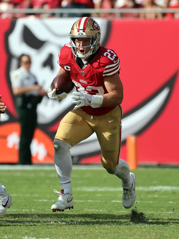 Christian McCaffrey Makes Season Debut in Air Jordan 1s