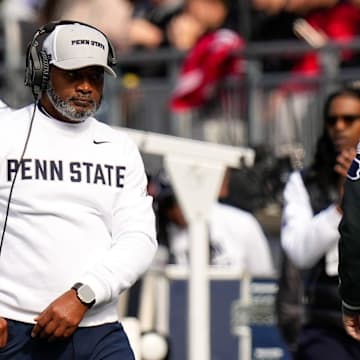 Penn State Nittany Lions interim head coach Terry Smith on the sideline during the game against the Ohio State Buckeyes at Ohio Stadium.