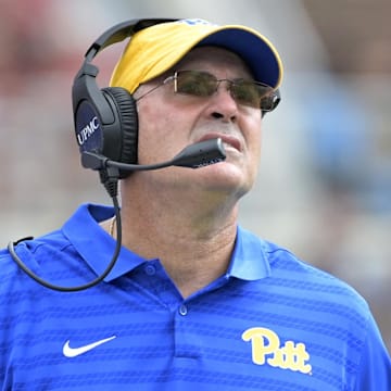 Oct 11, 2025; Tallahassee, Florida, USA; Pittsburgh Panthers head coach Pat Narduzzi during the second half against the Florida State Seminoles at Doak S. Campbell Stadium. 