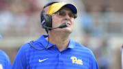 Oct 11, 2025; Tallahassee, Florida, USA; Pittsburgh Panthers head coach Pat Narduzzi during the second half against the Florida State Seminoles at Doak S. Campbell Stadium. Mandatory Credit: Melina Myers-Imagn Images