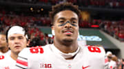 Sep 15, 2018; Arlington, TX, USA; Ohio State Buckeyes defensive tackle Dre'Mont Jones (86) after a victory against the Texas Christian Horned Frogs at AT&T Stadium. Mandatory Credit: Matthew Emmons-Imagn Images