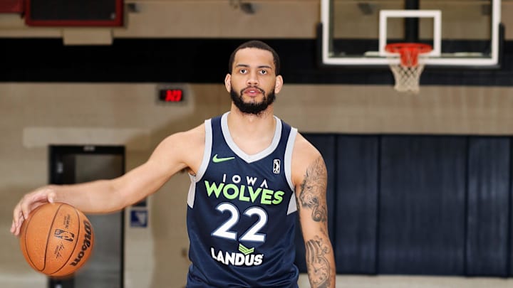 Iowa Wolves basketball guard Tyrese Martin attends Media Day with the 2023-24 Wolves at their basketball practice facility in Des Moines on Wednesday, Nov. 1, 2023.