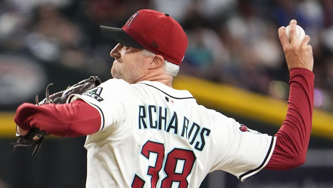 Arizona Diamondbacks pitcher Trevor Richards throws to the Houston Astros in the seventh inning at Chase Field in Phoenix on July 23, 2025.