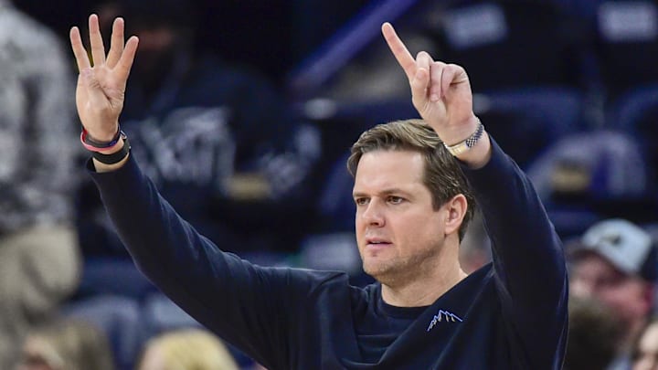 Mar 2, 2026; Salt Lake City, Utah, USA; Utah Jazz head coach Will Hardy calls out a play during the second half against the Denver Nuggets at Delta Center. Mandatory Credit: Peter Creveling-Imagn Images
