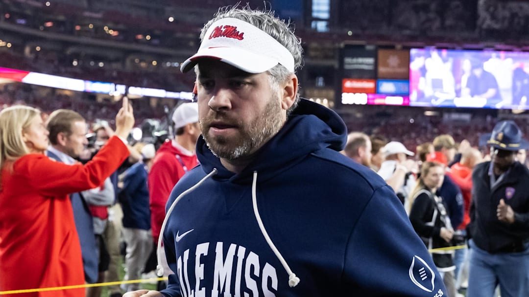 Ole Miss Rebels coach Pete Golding against the Miami Hurricanes during the 2026 Fiesta Bowl and semifinal game of the College Football Playoff at State Farm Stadium.