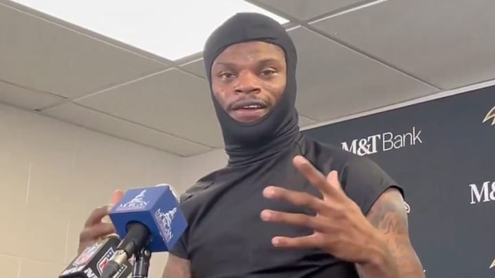 Lamar Jackson speaks to media following the Ravens' Week 18 loss. 