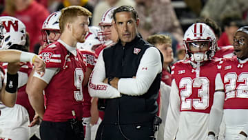 Wisconsin Badgers head coach Luke Fickell is seen during the second half of the game against the Iowa Hawkeyes on Saturday October 11, 2025 at Camp Randall in Madison, Wisconsin.