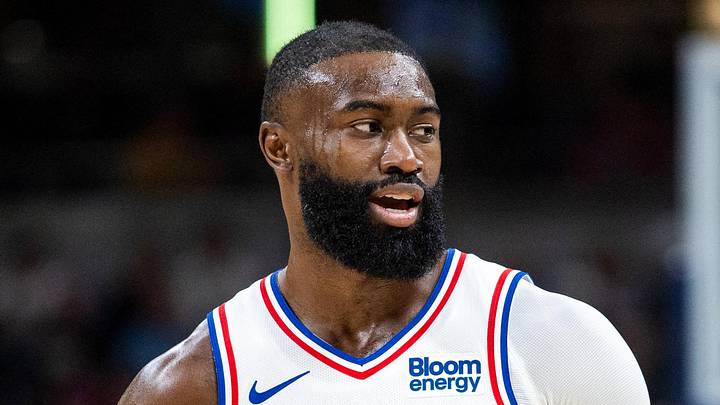 Oct 28, 2026; Indianapolis, Indiana, USA;  Philadelphia 76ers guard Jaylen Brown (7 )in the first half against the Indiana Pacers at Gainbridge Fieldhouse.  Mandatory Credit: Trevor Ruszkowski-Imagn Images
