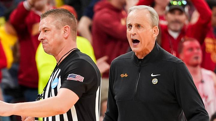 Tennessee coach Rick Barnes gets angry with an official over a foul call on Tennessee forward Felix Okpara during a NCAA Tournament Sweet 16 game between Tennessee and Iowa State at the United Center in Chicago on March 27, 2026.