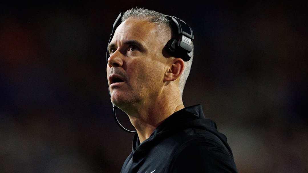 Nov 29, 2025; Gainesville, Florida, USA; Florida State Seminoles head coach Mike Norvell looks on against the Florida Gators during the second half at Ben Hill Griffin Stadium. Mandatory Credit: Matt Pendleton-Imagn Images