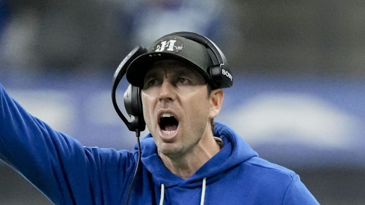 Indianapolis Colts head coach Shane Steichen yells from the sideline