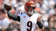 Bengals quarterback Joe Burrow was under duress during Cincinnati's win over the Browns.
