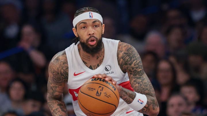 Apr 10, 2026; New York, New York, USA; Toronto Raptors forward Brandon Ingram (3) dribbles up court during the first half against the New York Knicks at Madison Square Garden. Mandatory Credit: Vincent Carchietta-Imagn Images 