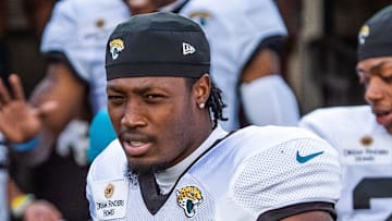 Jacksonville Jaguars safety Darnell Savage (6) walks out of the tunnel during Helmet Walk before an NFL scrimmage at EverBank Stadium Friday August 1, 2025, in Jacksonville, Fla. [Doug Engle/Florida Times-Union]