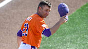 Clemson Head Coach Erik Bakich waves to the crowd before the game with University of Louisville at Doug Kingsmore Stadium in Clemson, S.C. Friday, April 18, 2025