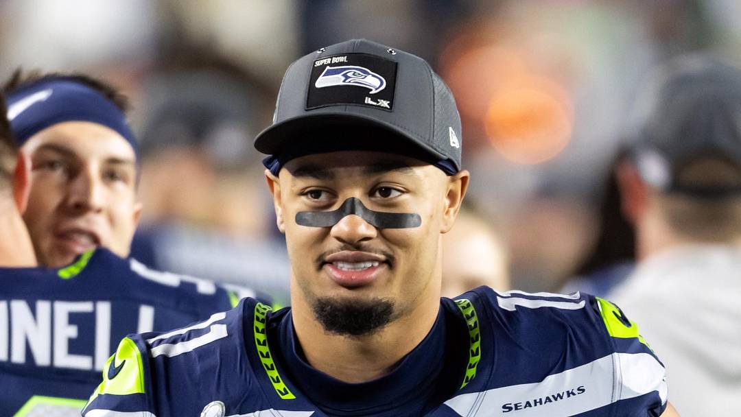 Seattle Seahawks wide receiver Jaxon Smith-Njigba during Super Bowl LX