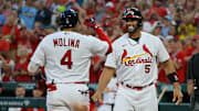 Pujols celebró con su compañero Yadier Molina