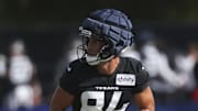 Jul 23, 2025; Houston, TX, USA;  Houston Texans wide receiver Justin Watson (84) during training camp at Houston Methodist Training Center.
