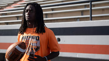 Refugio's Ernest Campbell watches team practice at the high school on Aug. 4, 2023, in Texas.