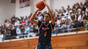 Veterans Memorial's Billy White III attempts a basket during the game at Flour Bluff High School, Friday, Jan. 12, 2024, in Corpus Christi, Texas.