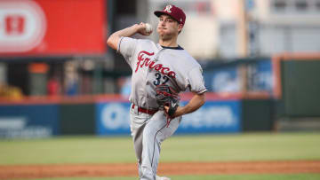 Frisco RoughRiders pitcher Ryan Garcia throws a pitch at Whataburger Field on Tuesday, April 30, 2024, in Corpus Christi, Texas.