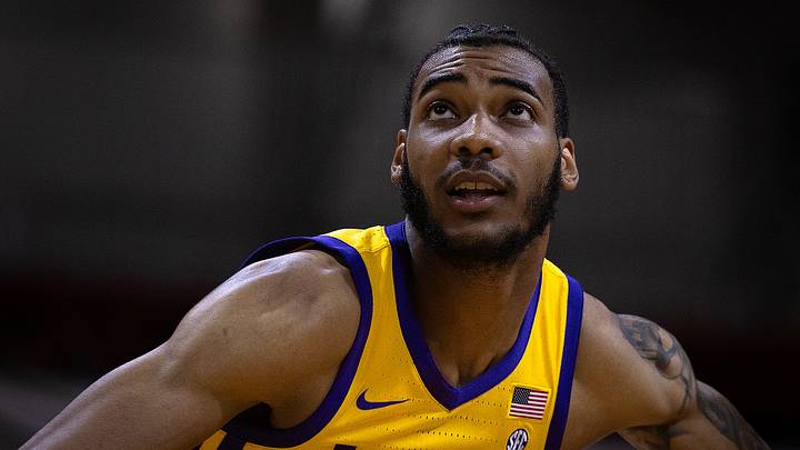 LSU's Robert Miller III (6) anticipates a rebound against DePaul during the Emerald Coast Classic championship game at Raider Arena in Niceville, Fla., Nov. 29, 2025. The Tigers won the contest 96-63. (Tyler Orsburn/News Herald)