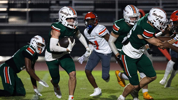 Mosley plays Escambia at Tommy Oliver Stadium in Panama City, Fla., Sept. 20, 2024. Mosley won the game, 38-13. (Tyler Orsburn/News Herald)