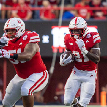 Nebraska running back Emmett Johnson rushes for seven yards against Northern Iowa.