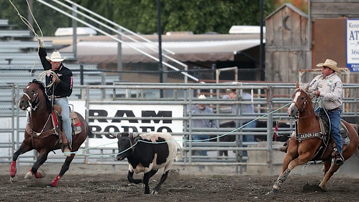 Rodeo action at a PRCA pro rodeo. 