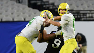 In three seasons at Oregon Tyler Shough appeared in 15 games and threw for 16 touchdowns, a 6-5, 225 four-star from Chandler, Arizona.