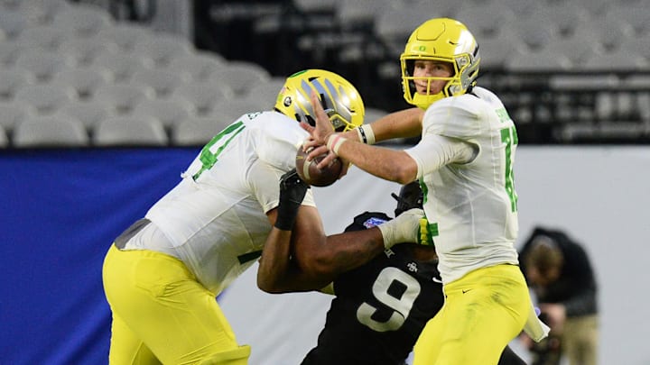 In three seasons at Oregon Tyler Shough appeared in 15 games and threw for 16 touchdowns, a 6-5, 225 four-star from Chandler, Arizona.