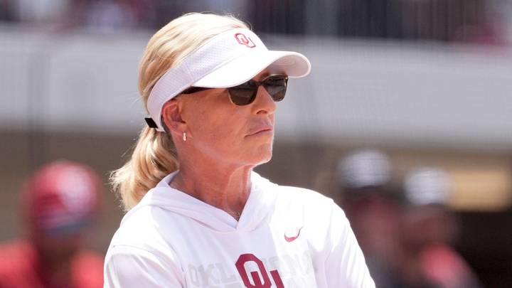 Oklahoma head coach Patty Gasso is pictured during Game 3 of the NCAA softball Norman Super Regional between the University of Oklahoma Sooners and the Mississippi State Bulldogs at Love's Field in Norman, Okla., May 24, 2026.