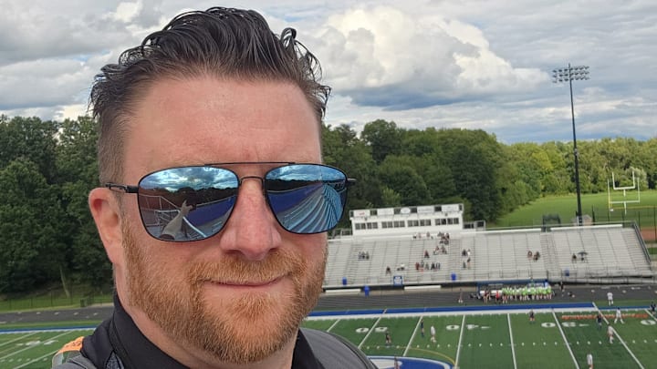 Ryan Isley gets ready to cover the girls soccer game between Brunswick and Walsh Jesuit on August 25, 2025. 