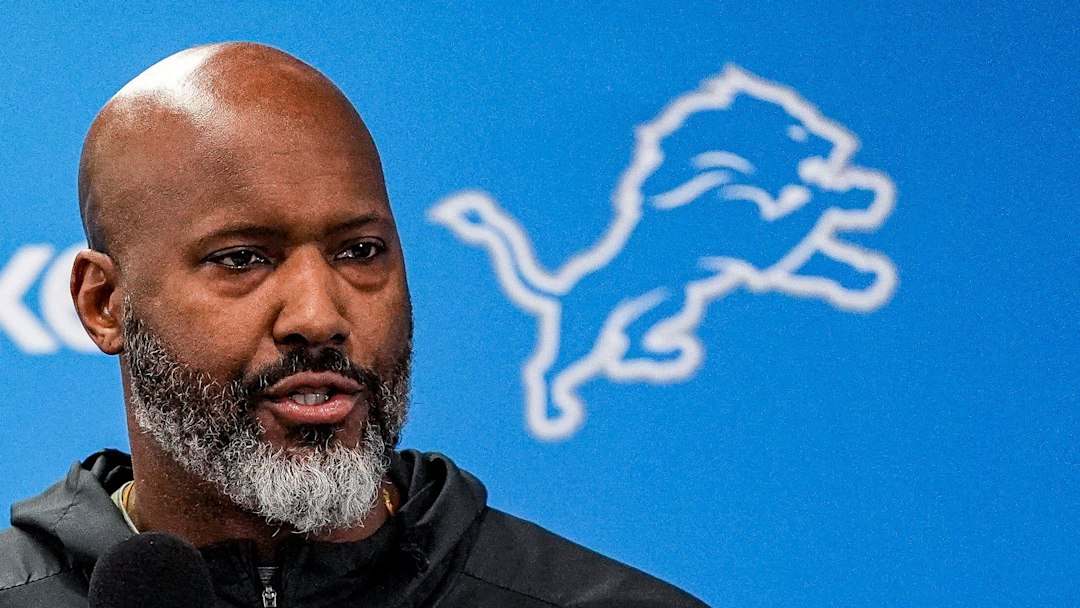 Detroit Lions executive vice president and general manager Brad Holmes speaks during media availability at Meijer Performance Center in Allen Park on Thursday, Jan. 8, 2026.