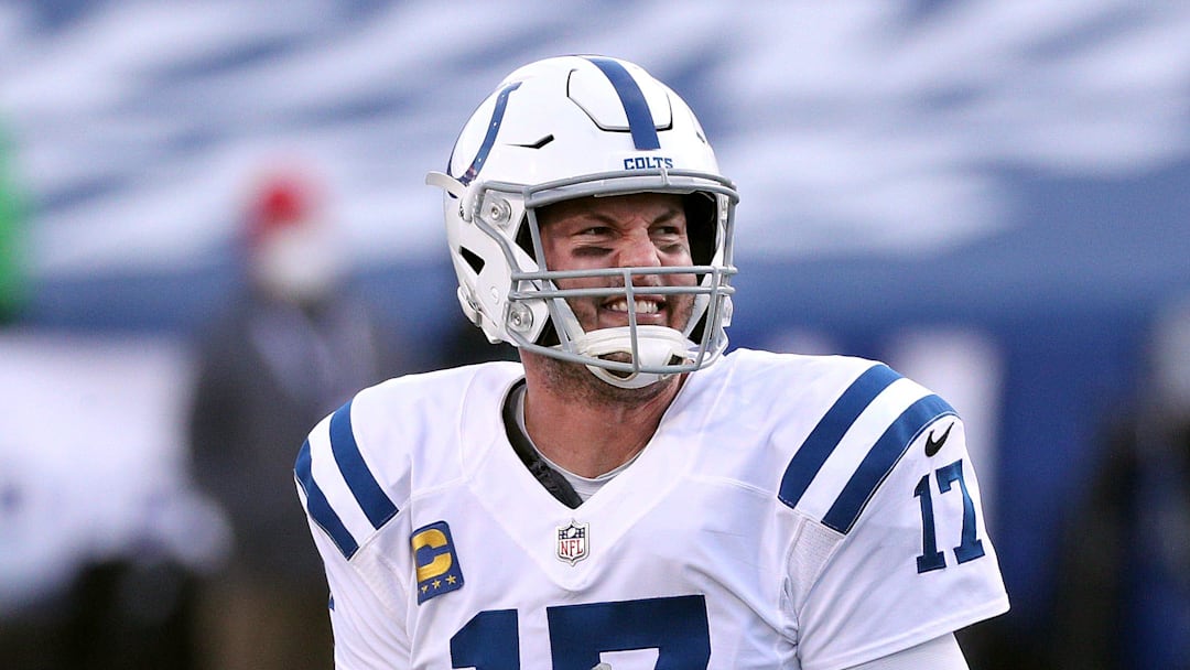 Colts quarterback Philip Rivers is angry with himself after missing a receiver.

Jg 010921 Bills 26