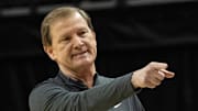 Oregon mens basketball coach Dana Altman calls to his bench during the game against Illinois at Matthew Knight Arena in Eugene Thursday, Jan. 2, 2025.