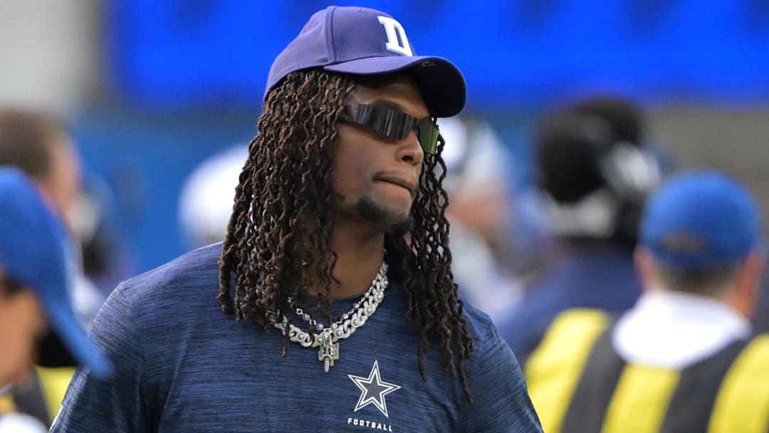 Dallas Cowboys wide receiver CeeDee Lamb (88) looks on from the sidelines during the game against the Los Angeles Rams at SoFi Stadium.